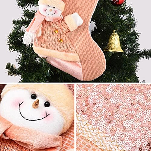 Phoenixb2c 1 adet Noel çorap dekoratif çekici payetler Noel Baba çocuklar şeker çanta kardan adam