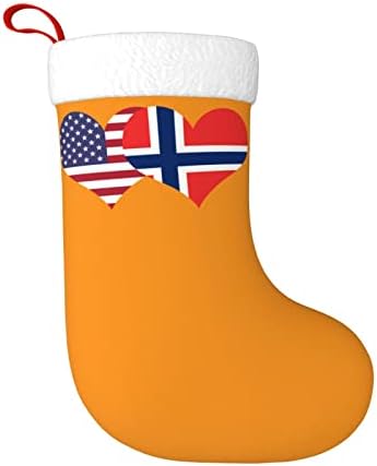 Cutedwarf Amerikan Bayrağı ve Norveç Bayrağı Noel Çorap noel dekorasyonları Klasik 18 İnç Şömine Asılı Çorap