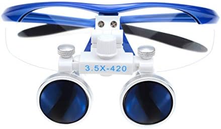 EustomA 3.5 X Dürbün Loupes+5W LED Far Gözlük Büyüteç Optik Filtre Alüminyum Kutu ile DY-007 (Mavi)