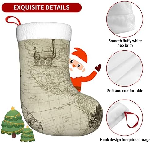 Augenstern Noel Çorap Vintage Dünya Haritası Seyahat Çift Taraflı Şömine Asılı Çorap