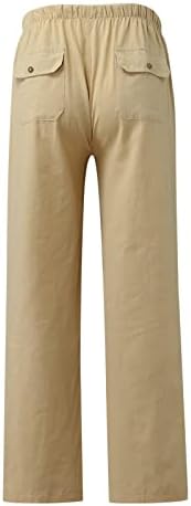 MtsDJSKF Keten Geniş Bacak Pantolon, Katı Elastik Belli Geniş Bacaklı Gevşek İpli Keten Pantolon Cepli Pantolon Kızlar