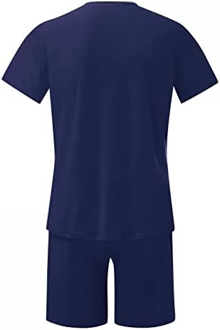 UTPO Mens 2 Parça Kıyafetler Şık Casual Ekip Boyun Kas Kısa Kollu Tee Gömlek ve Plaj Spor Şort Set Eşofman