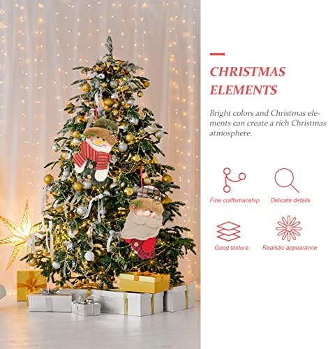 Veemoon 10 adet Peluş Şeker Dekorasyon Klasik Noel Ağacı Tedavi için Pencere Süs Çorap Şömine Santa Hediye Tatil Çanta