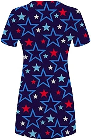 ADSSDQ Bağımsızlık Günü Elbise Kadınlar için Yaz Artı Boyutu T-Shirt Elbise Tutkulu Vatansever Kısa Kollu V Yaka Sundress