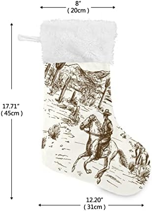 ALAZA Noel Çorap Retro At Amerikan Vahşi Batı Çöl Cowboys Klasik Kişiselleştirilmiş Büyük Çorap Süslemeleri için Aile