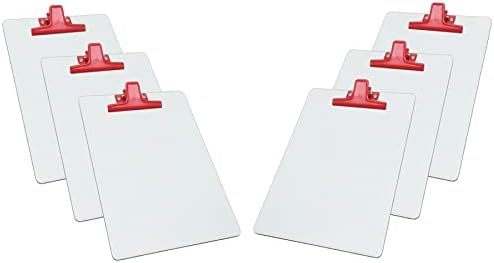 Acrimet Beyaz Pano Mektup Boyutu A4 (13 x 9 1/16) Premium Metal Klips (Sunta) (Kırmızı Klips) (6 Paket)