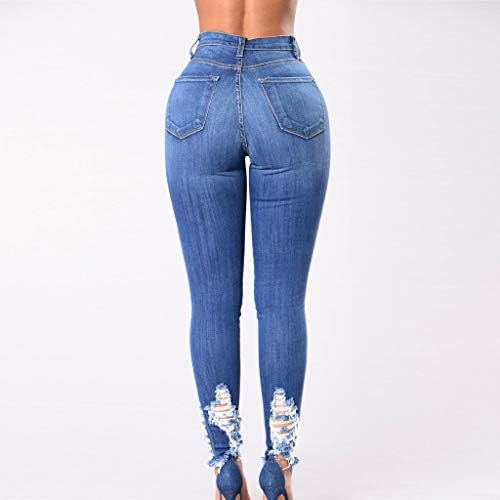 FOVIGUO kadın Yüksek Bel Erkek Arkadaşı Kot Sıkıntılı Slim Fit Yırtık Kot pantolon Rahat Streç Skinny Jeans