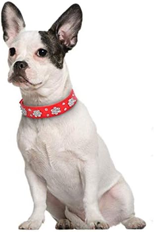 Serijoars Rhinestone köpek tasması, Sevimli Çiçek Rhinestone Kedi köpek tasması Bling Yaka PU Deri Yaka Ayarlanabilir