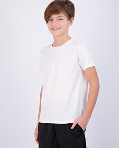 Gerçek Essentials 5 Paket: Gençlik Örgü Nem Esneklik Aktif Atletik Performans kısa kollu tişört Erkek ve Kız