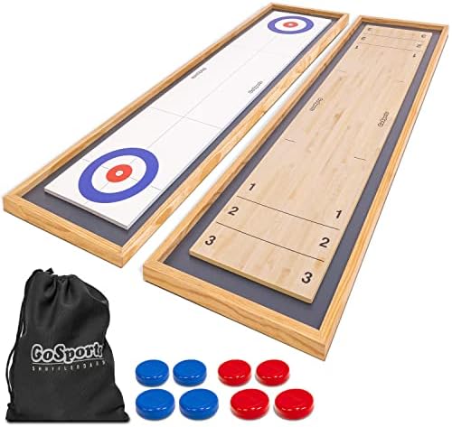 GoSports Shuffleboard ve Curling 2'si 1 arada Masa Oyunları-Klasik Masa Üstü veya Dev Boyut-Tarzınızı Seçin
