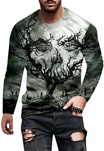 2022 Cadılar Bayramı erkek Üstleri erkek Cadılar Bayramı Kemik Baskı T Shirt Tişört Uzun Kollu yuvarlak boyun Üstleri
