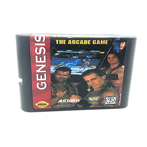 Kraliyet Retro WWF Wrestlemania Arcade Sega Genesis ve Mega Sürücü 16 Bit Video Oyunları Conosle (Siyah)