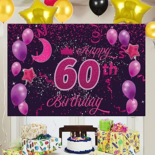 Tatlı Mutlu 60th Doğum Günü Backdrop Afiş Afiş 60 Doğum Günü Partisi Süslemeleri 60th Doğum Günü Partisi Malzemeleri