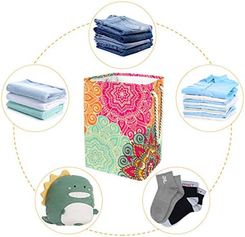 19.3 Bağlantısız çamaşır sepeti Kirli Giysiler Sepet Katlanabilir Ev Kreş Üniversite Daire Ofis Renkli Mandala Hint