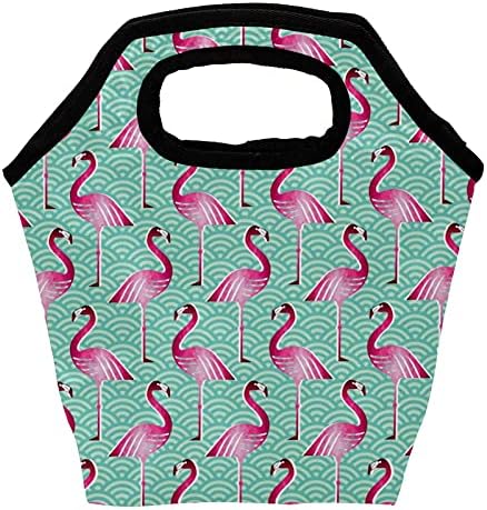 HEOEH Flamingo Kuşlar Öğle Yemeği soğutucu çanta Tote Çanta Yalıtımlı Fermuar Öğle Yemeği Kutuları Çanta Açık Havada