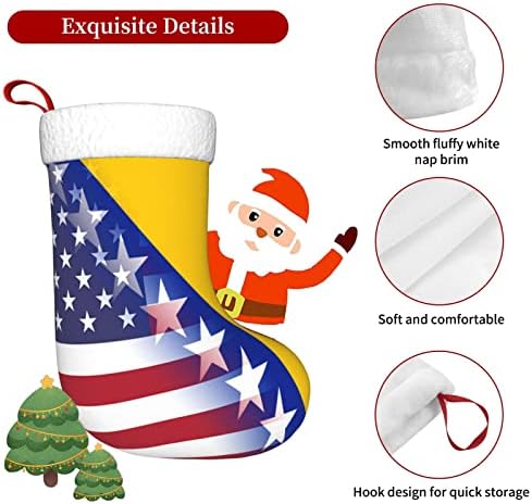 TZT Amerikan Bayrağı ve Bosna Bayrağı Noel Çorap, noel Tatil Parti Hediyeler için Aile Tatil Süslemeleri 18-İnç