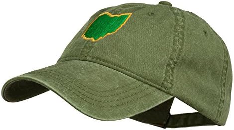 e4Hats.com Ohio Eyalet Haritası İşlemeli Yıkanmış Pamuklu Şapka