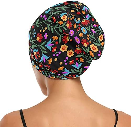 Bir Tohum İş Kap Uyku Şapka Bonnet Beanies Çiçekler Çiçek Yapraklar Vintage Retro Kadınlar için Saç Şapkalar Gece