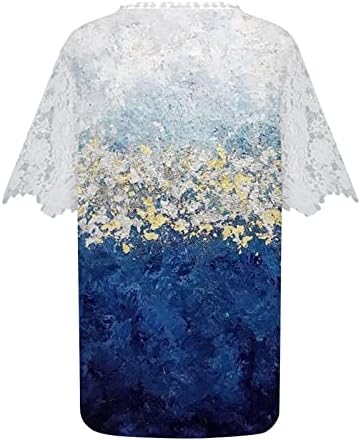 Bayan Baskı Boho Yaz V Boyun Üstleri T Shirt kesik dekolte dantel Kısa Kollu Plaj Casual Bluzlar Kazak Tee Gömlek