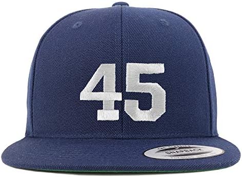 Trendy Giyim Mağazası Numarası 45 Beyaz İplik İşlemeli Düz Fatura Snapback Beyzbol Şapkası