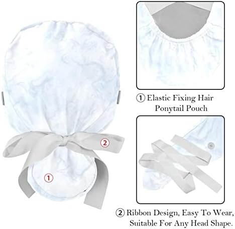 2 Adet Kabarık Kap Düğmesi At Kuyruğu Kılıfı Pamuk Çalışma Şapka Ter Bandı Ayarlanabilir Cerrahi Kapaklar Kontrast
