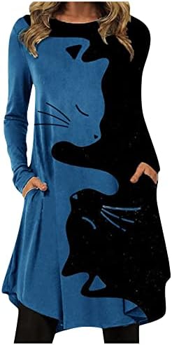 NOKMOPO Yeni Yıl Arifesi. Kadın Elbiseleri moda rahat baskılı Yuvarlak Boyun kazak gevşek uzun kollu elbise