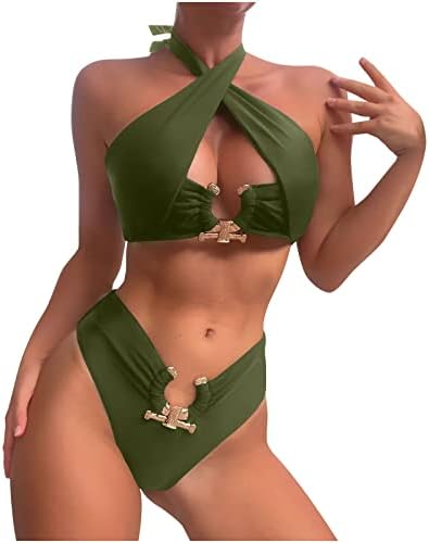Halter Bikini Setleri Kadınlar ıçin Iki Parçalı Seksi Low Rise Mayo Yaz Moda Katı Mayolar Mayo Beachwear