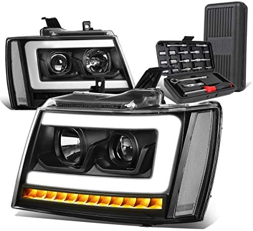 Sıralı LED DRL Projektör Siyah Şeffaf Köşe Farlar + Araç Kiti ile Uyumlu Chevy Tahoe Suburban 1500 2500 07-14