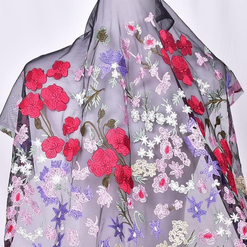 2 Metre Muhteşem İşlemeli Renkli Çiçek Kumaş Alice İşlemeli Elbise Dikiş Dantel Kumaş Dikiş Elbise Aksesuarları için