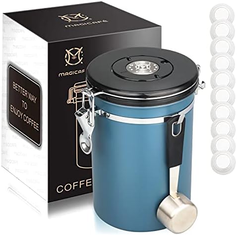 MAGİCAFÉ Hava Geçirmez Kahve Çekirdeği Kabı - Co2 Vana Kahve Çekirdeği Teneke Kutu Kepçe ile Çekilmiş Kahve için Büyük