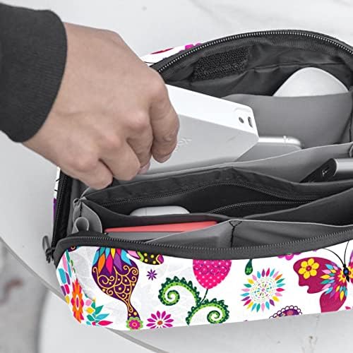 Su geçirmez Makyaj Çantası Renkli Kelebek ve Çiçek makyaj çantası düzenleyici Seyahat Zip makyaj çantası Küçük Kozmetik