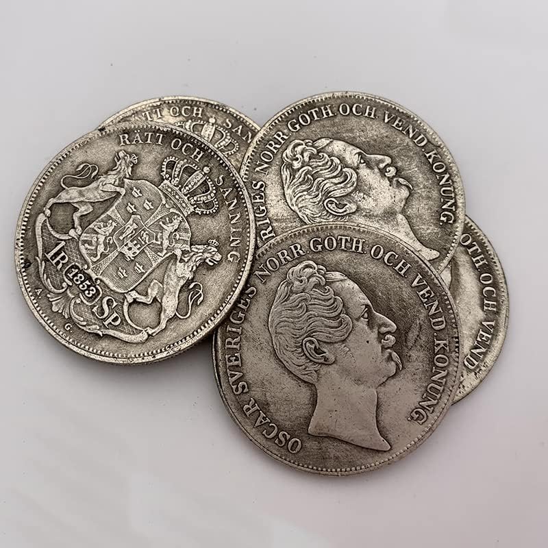1853 İsveç Kralı hatıra parası Oscar Birinci Yüzyıl Hatıra Gümüş Sikke Gümüş Dolar Thaler Taç Gümüş Dolar Döviz