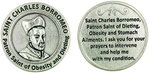 Lumen Mundi Obezitenin Koruyucu Azizi ve Diyet St Charles Borromeo Dua ile Cep Jetonu