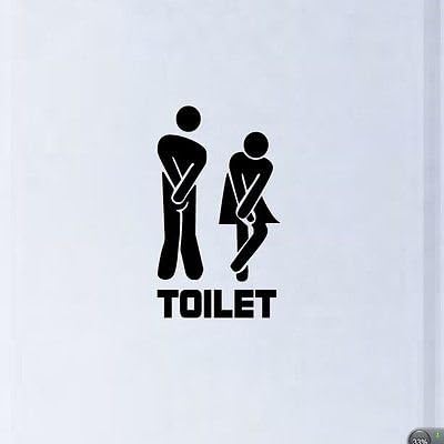 Komik Tuvalet Giriş İşareti Vinil Çıkartması (Dış Montaj)