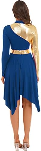 JEATHA Kadın Renk Blok Liturjik Övgü Lirik Dans Elbise Ibadet Kostüm Tunik Yerleşimi Elbise