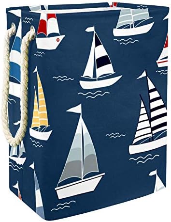 TİZORAX Karikatür Tekneler Oxford Kumaş Katlanır Çamaşır Sepeti toz Kovası Sepeti Depolama