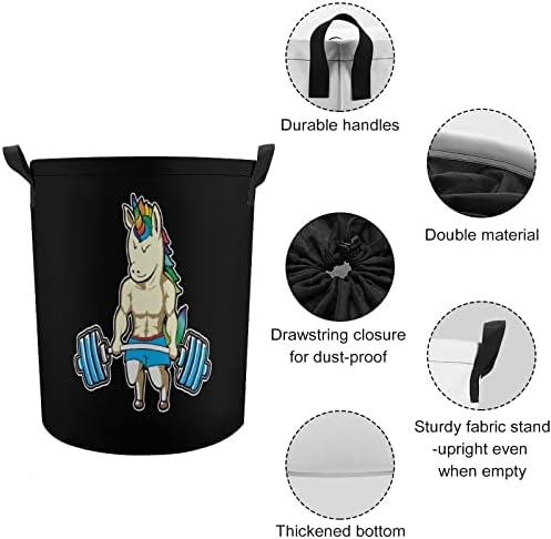 Spor Unicorn Halter 42L Yuvarlak çamaşır sepeti Katlanabilir Giysi Sepetleri İpli Üst