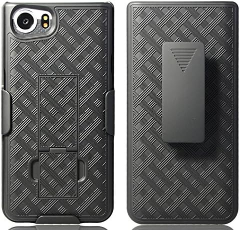 Kılıf için Klip ile BlackBerry KEYone, Nakedcellphone Siyah Kickstand Kapak + Kemer Kalça Kılıf için BlackBerry KEYone