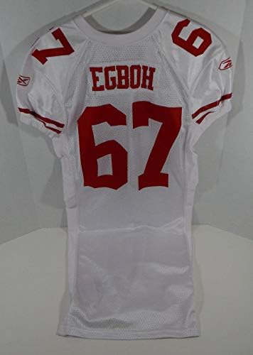 2009 San Francisco 49ers Paneli Egboh 67 Oyun Verilmiş Beyaz Forma DP06208 - İmzasız NFL Oyunu Kullanılmış Formalar