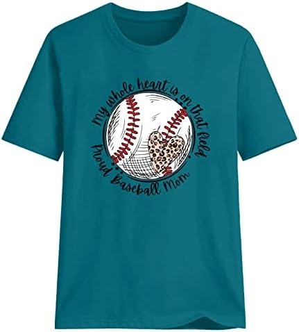 Bayan beyzbol tişörtü Mektup Baskı Grafik Tees Sevimli Anne Gömlek Tops Standart Fit Kısa Kollu Egzersiz Gömlek Kadınlar