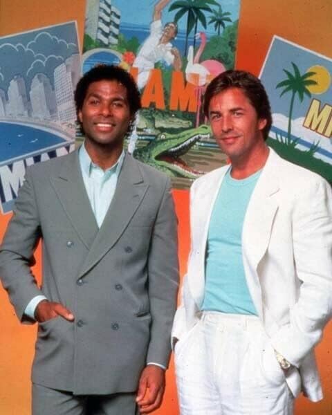 Miami Vice ilk sezon portresi Don Johnson & Philip Michael Thomas 8x10 fotoğraf