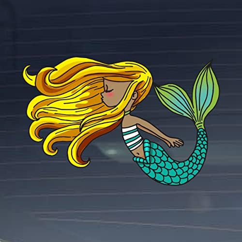 Süt Kupa Tasarımları Sevimli Bakım Ücretsiz Sarışın Zeytin Tenli Mermaid 5 inç Tam Renkli Vinil Çıkartması