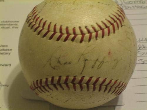 1939 Yankees Şampiyonları (23) İmzalı Beyzbol Ruffing, Rolfe, Jsa Loa İmzalı Beyzbol Topları İmzaladı