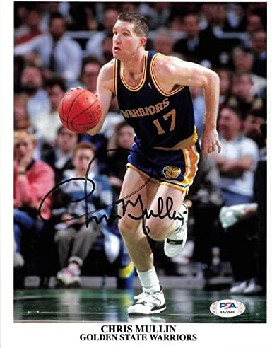 Chris Mullin imzalı 8x10 fotoğraf PSA/DNA İmzalı Golden State Warriors - İmzalı NBA Fotoğrafları
