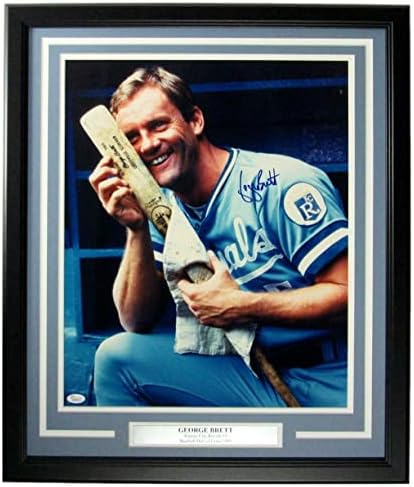 George Brett Kansas City Royals İmzalı / İmzalı 16x20 Fotoğraf Çerçeveli JSA 162964-İmzalı MLB Fotoğrafları