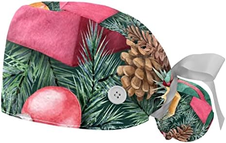 2 Adet Kabarık Kap Düğmesi At Kuyruğu Kılıfı Pamuk Çalışma Şapka Ter Bandı Ayarlanabilir Cerrahi Kapaklar Noel Kutusu