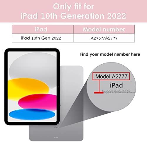 Bokeer iPad 10. Nesil Kılıf 2022, Yumuşak TPU Yarı Saydam Buzlu Sırtlı iPad 10.9 inç Kılıf [İnce Üç Katlı Stand +