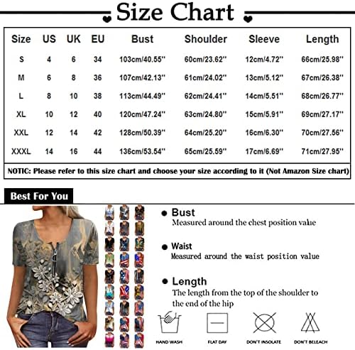 Kadın Artı Boyutu Zip-Ön T Shirt Kısa Kollu Üstleri Yaz Bluzlar Çiçek Baskı Rahat Kazak Gömlek Tunik