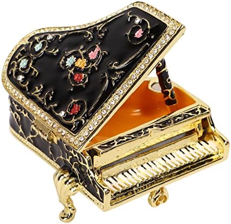 El Boyalı Mücevher Kutusu, Emaye Piyano Dekoratif Menteşeli Takı Biblo Kutusu Rhinestone Takı Ekran Tutucu Kızlar