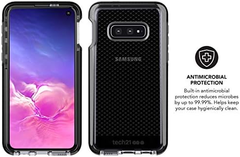 Tech21 Koruyucu Samsung Galaxy S10e Kılıf FlexShock-Evo Çekli İnce Desenli Arka Kapak-Dumanlı Siyah
